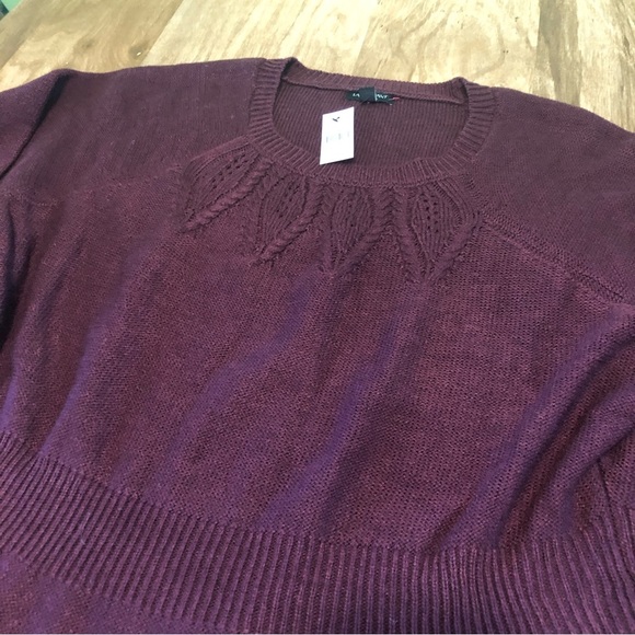 NWT $50 USD Lane Bryant Burgundy Knit 3/4 Long Sleeve Pullover Plus Size 22/24 - Picture 3 of 12